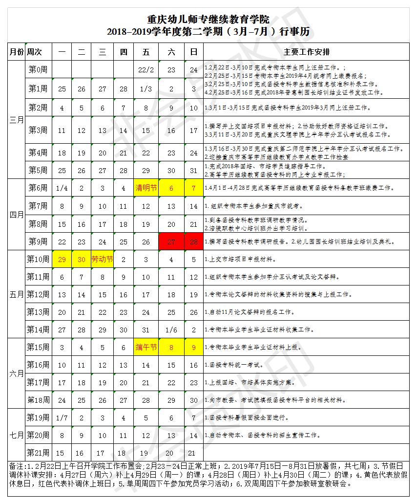 重庆幼儿师专继续教育学院2018-2019学年度第二学期行事历.jpg